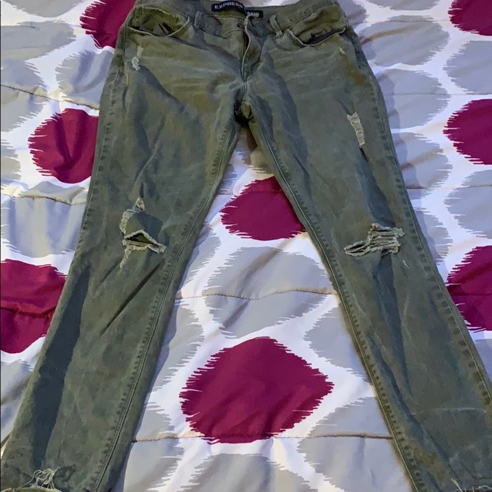 Express olive green ripped jeans